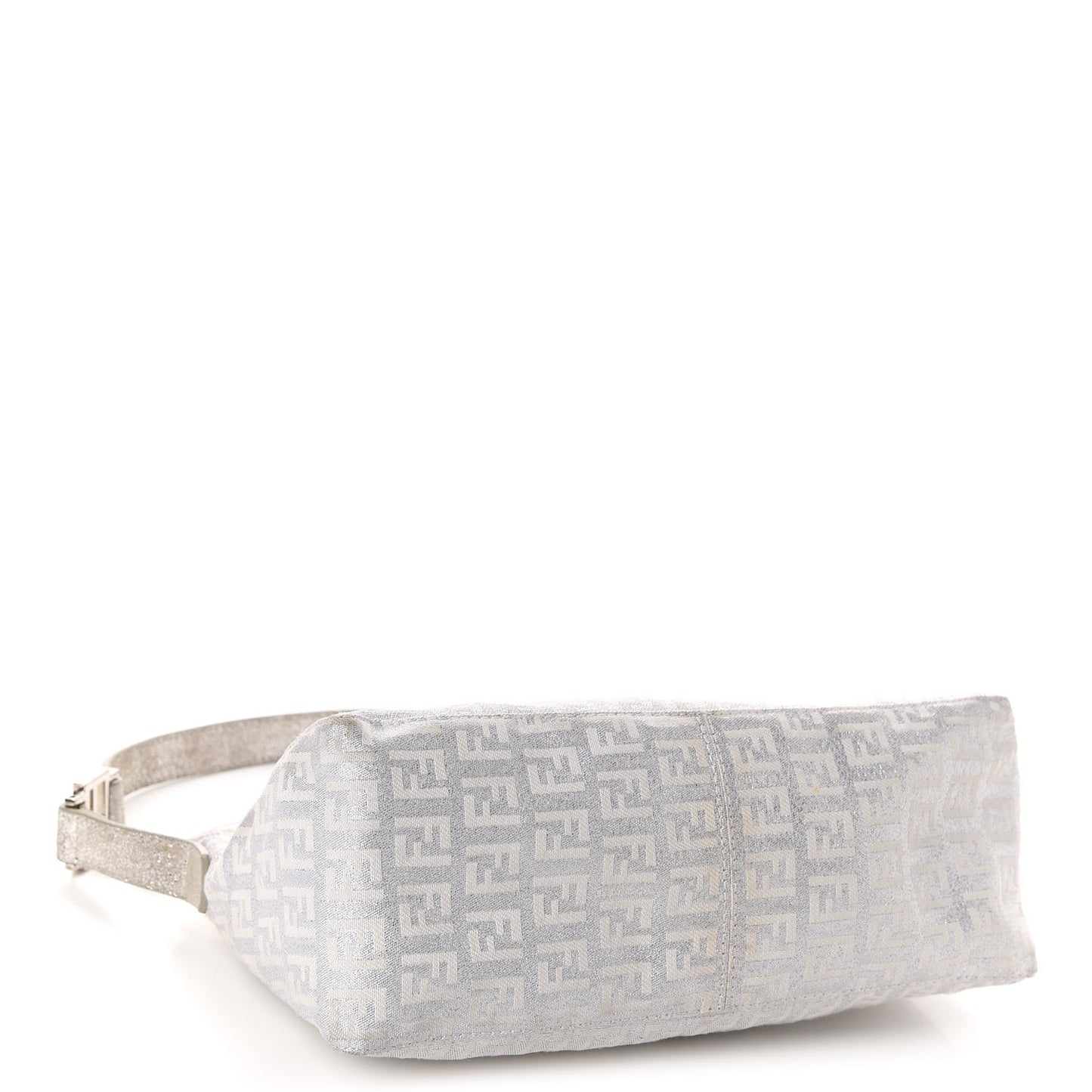 Metallic Lurex Zucchino Suede Small Shoulder Bag White Argento