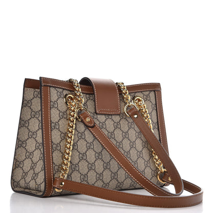Gucci GG Supreme Monogram Calfskin Small Padlock Tote Beige Ebony Tuscany 4 of 9