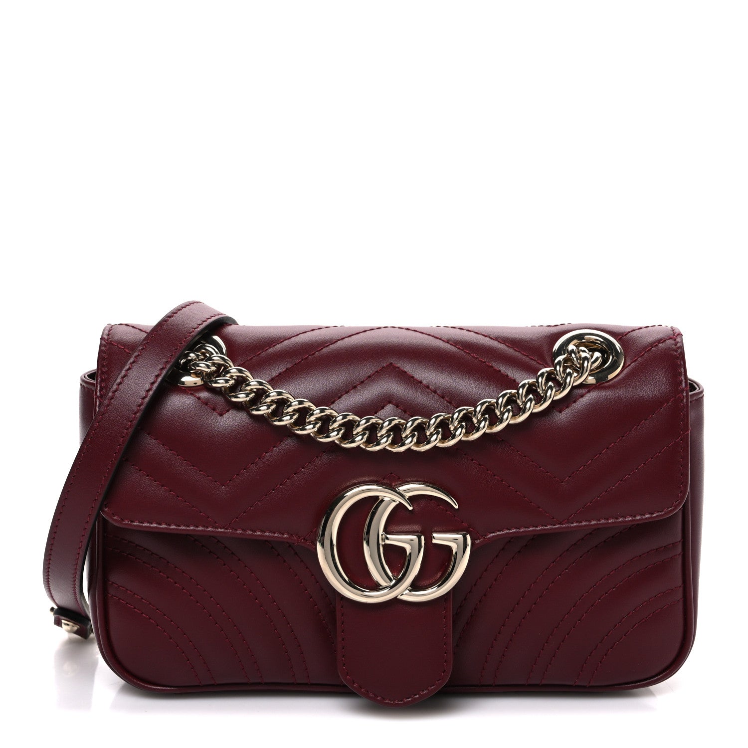 Gucci Calfskin Matelasse Mini GG Marmont Shoulder Bag Rosso Ancora 1 of 9