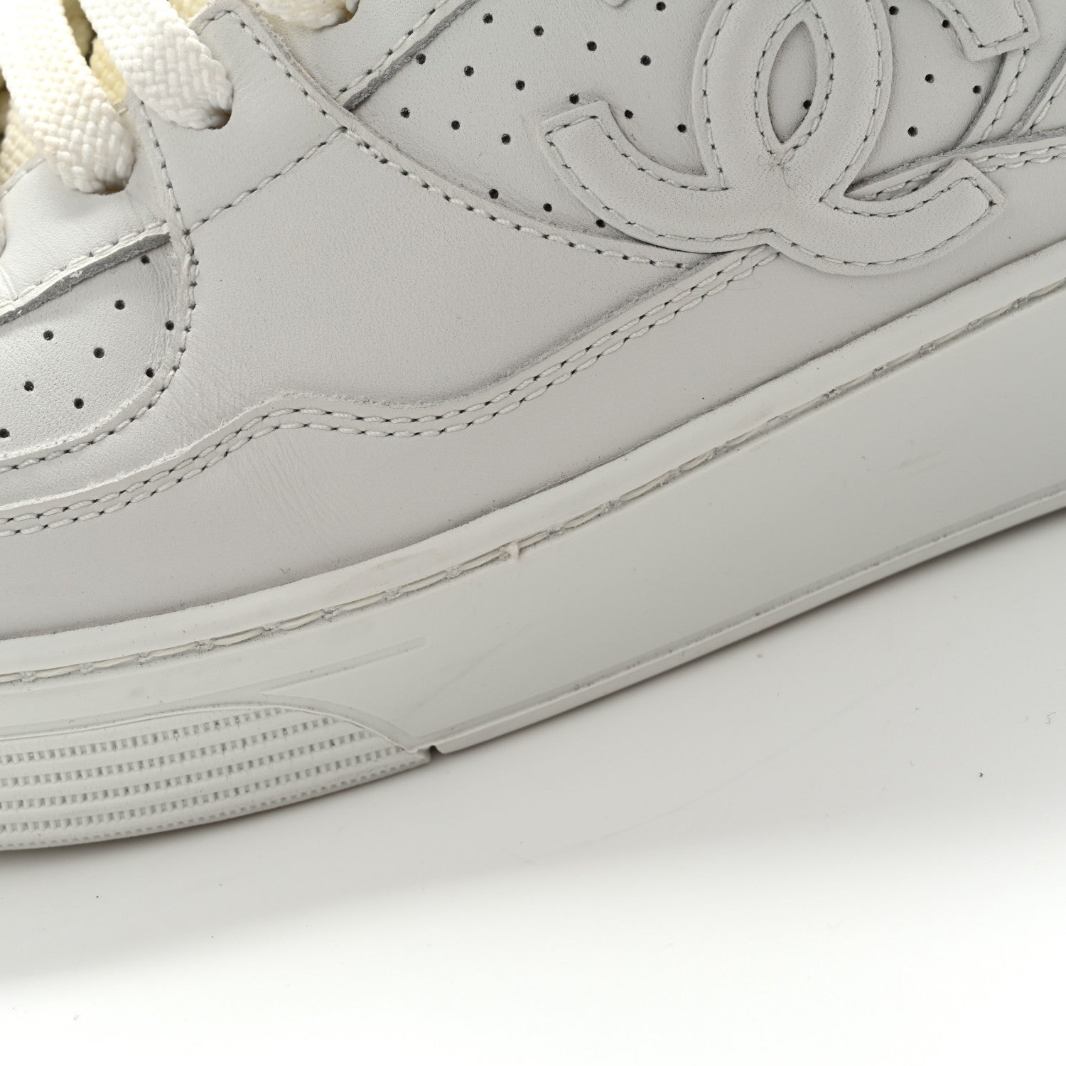 Chanel Calfskin CC Womens Sneakers 39.5 White 10 of 12