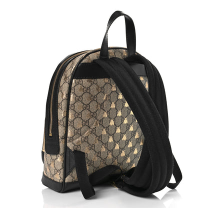 Gucci GG Supreme Monogram Bees Print Small Day Backpack Beige Oro Black 3 of 8