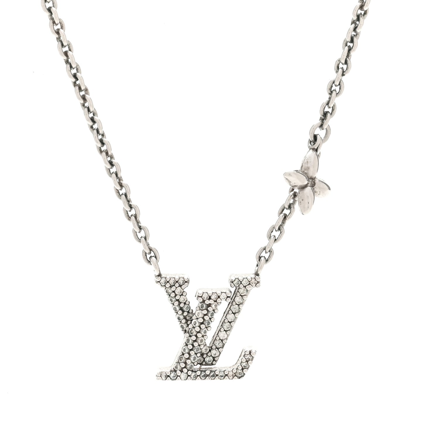 Metal Crystal LV Iconic Necklace Silver