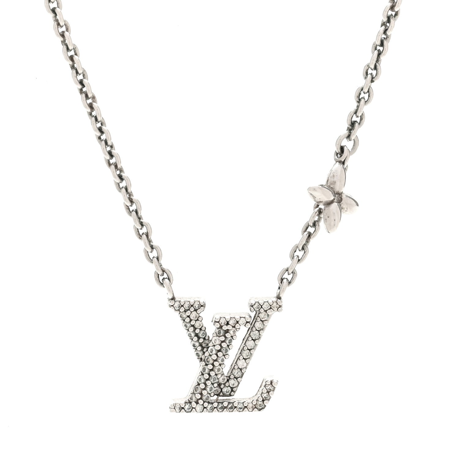 Louis Vuitton Metal Crystal LV Iconic Necklace Silver 4 of 7