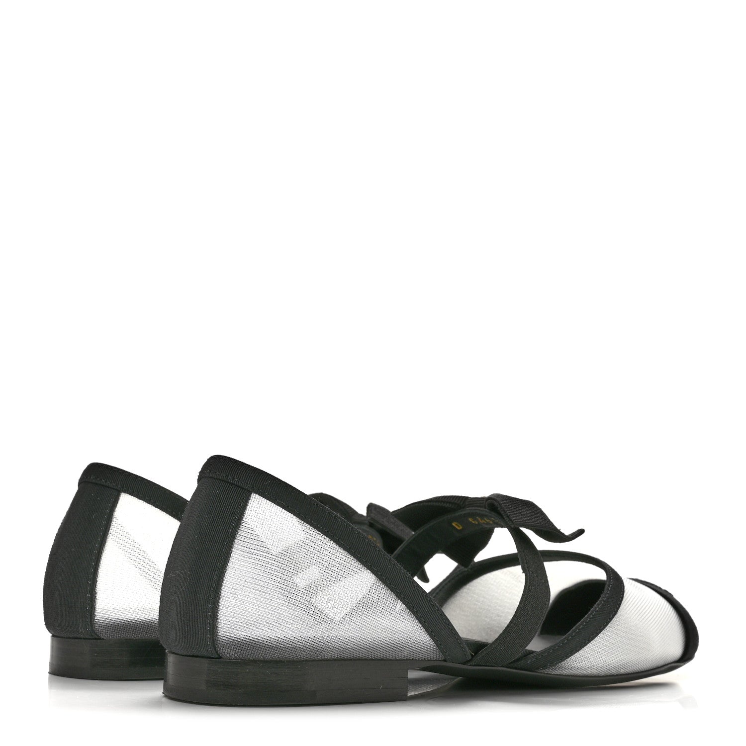 Chanel Mesh Grosgrain Mary Janes Flats 37 White Black 5 of 10
