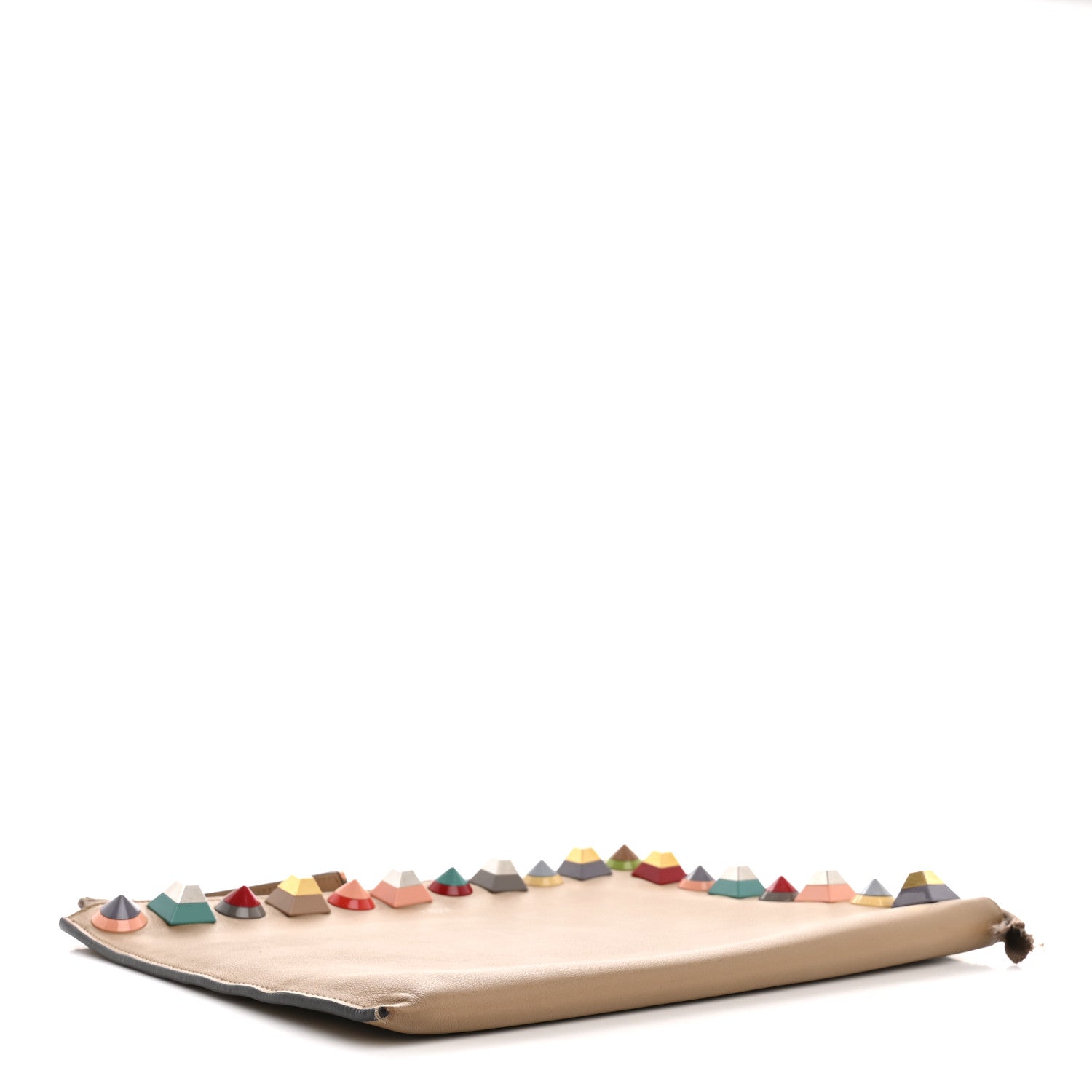 Fendi Vitello Dolce Plexiglass Studded Zip Around Pouch Cuoio Multicolor 4 of 11