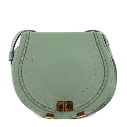 Chloe Calfskin Mini Marcie Lock Round Crossbody Bag Green 1 of 8