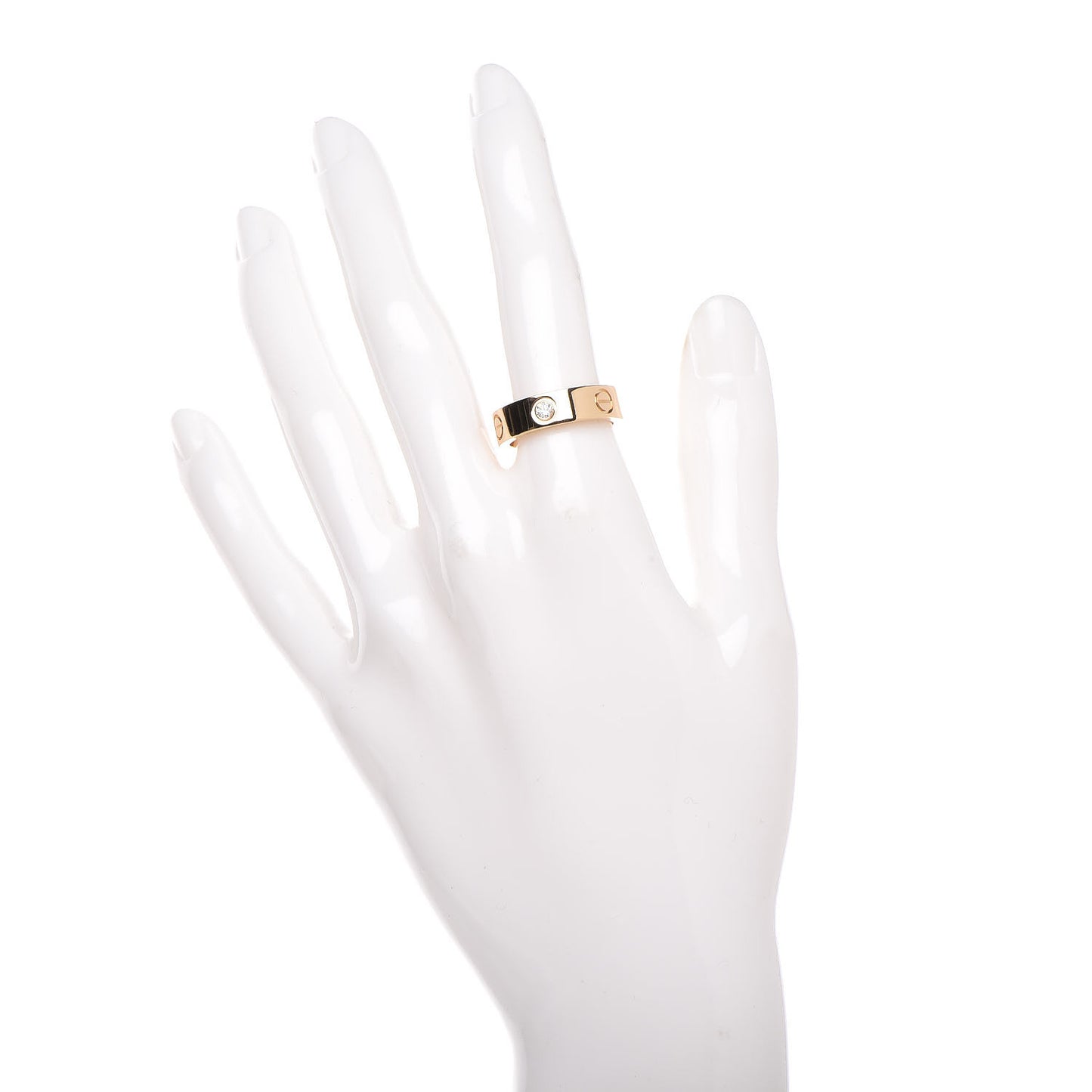 18K Yellow Gold 3 Diamond 5.5mm LOVE Ring 53 6.25