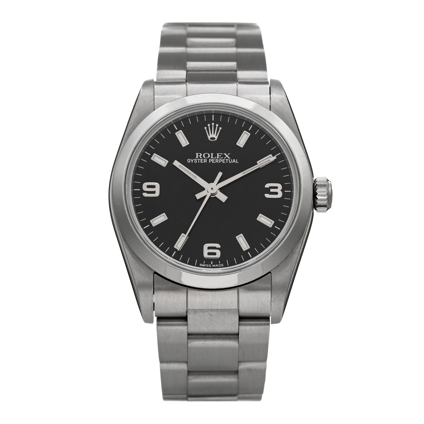 Stainless Steel 31mm Oyster Perpetual Watch Black 77080