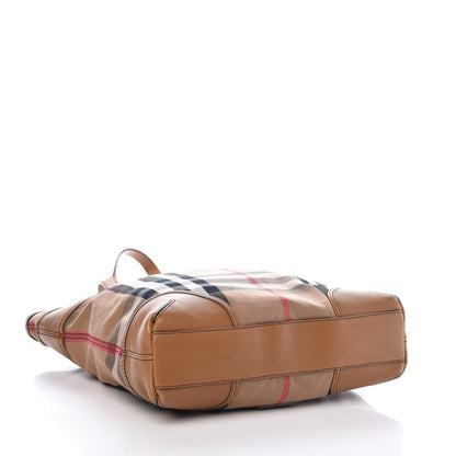 Burberry Vintage Leather House Check Webbing Medium Marlow Tote Camel 4 of 12