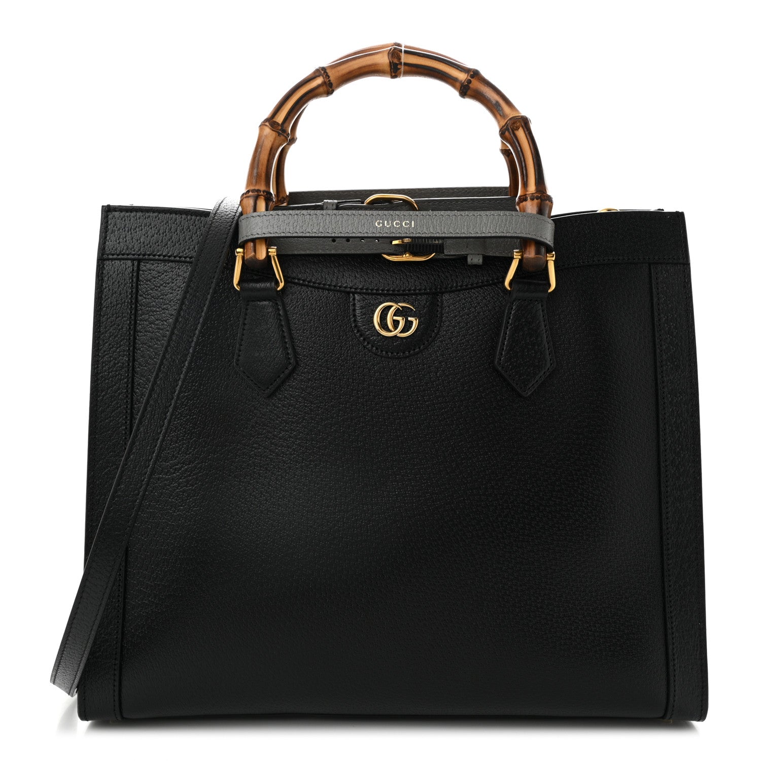 Gucci Textured Dollar Calfskin Web Medium Diana Tote Bag Black Dusty Grey Black Dusty Grey 1 of 11