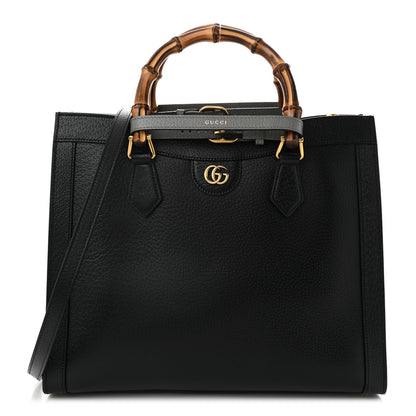 Gucci Textured Dollar Calfskin Web Medium Diana Tote Bag Black Dusty Grey Black Dusty Grey 1 of 11