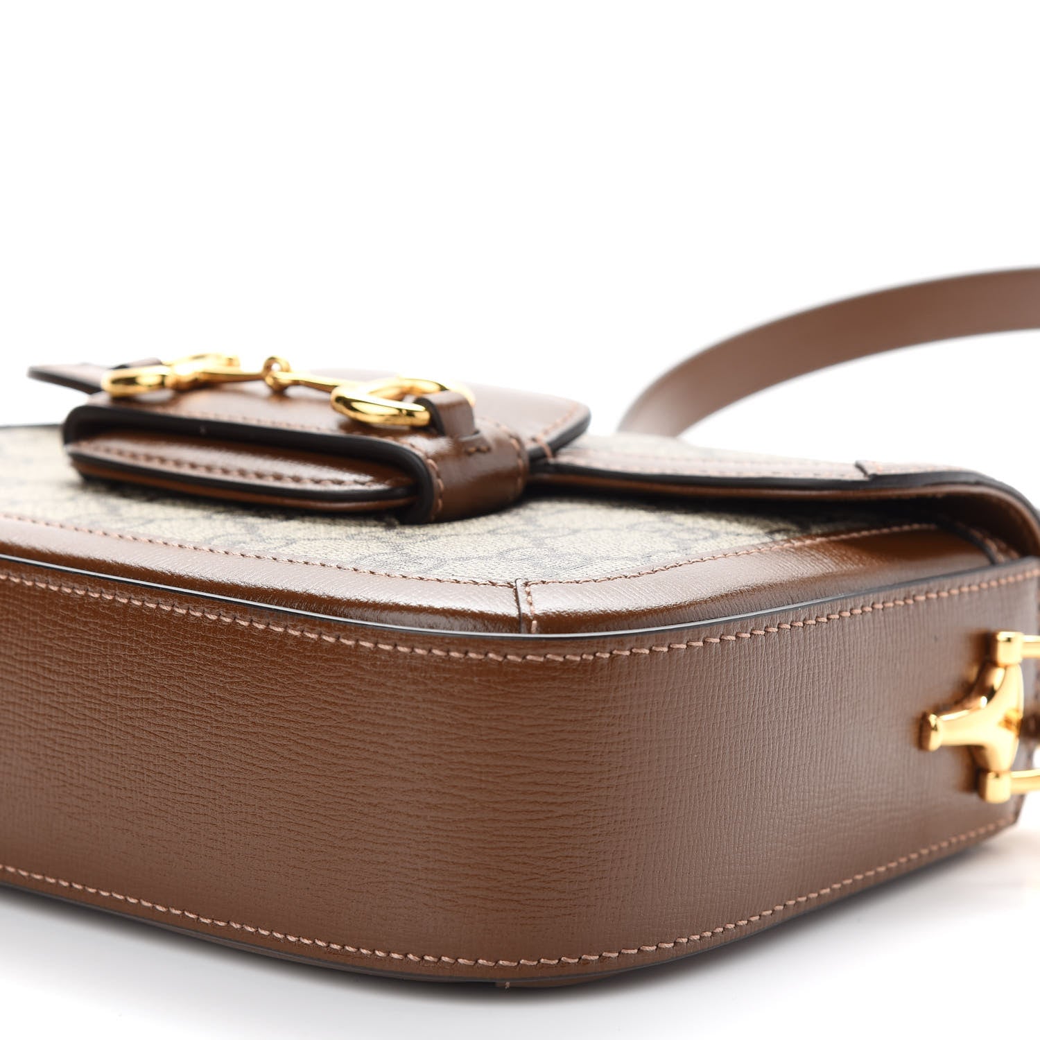 Gucci GG Supreme Monogram Web Mini Horsebit 1955 Shoulder Bag Beige Brown Sugar 9 of 9