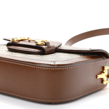 Gucci GG Supreme Monogram Web Mini Horsebit 1955 Shoulder Bag Beige Brown Sugar 9 of 9