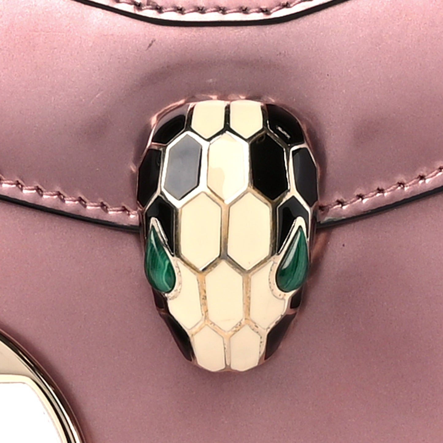 Metallic Calfskin Serpenti Forever Top Handle Rose Quartz