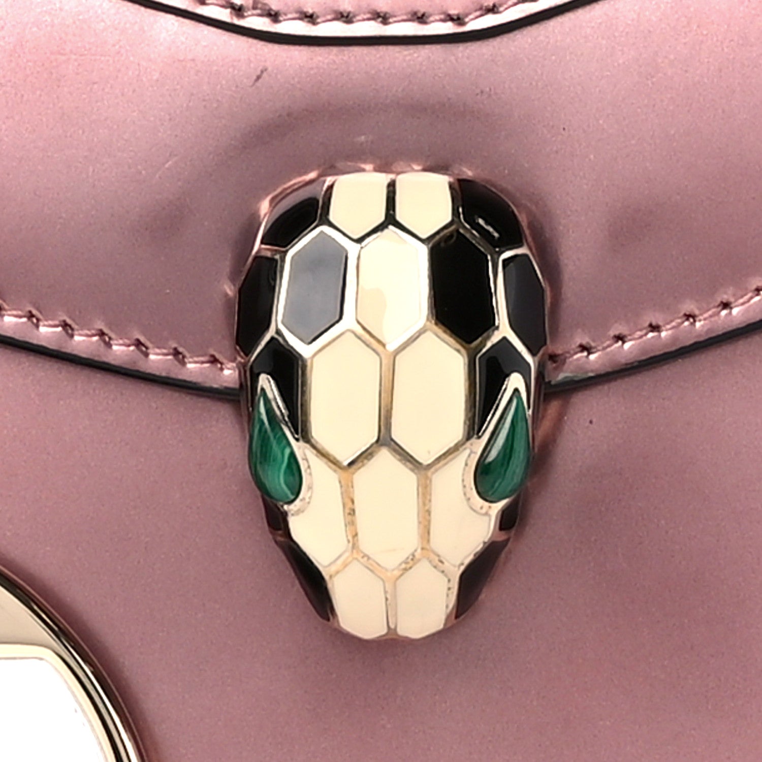 Bulgari Metallic Calfskin Serpenti Forever Top Handle Rose Quartz 9 of 12