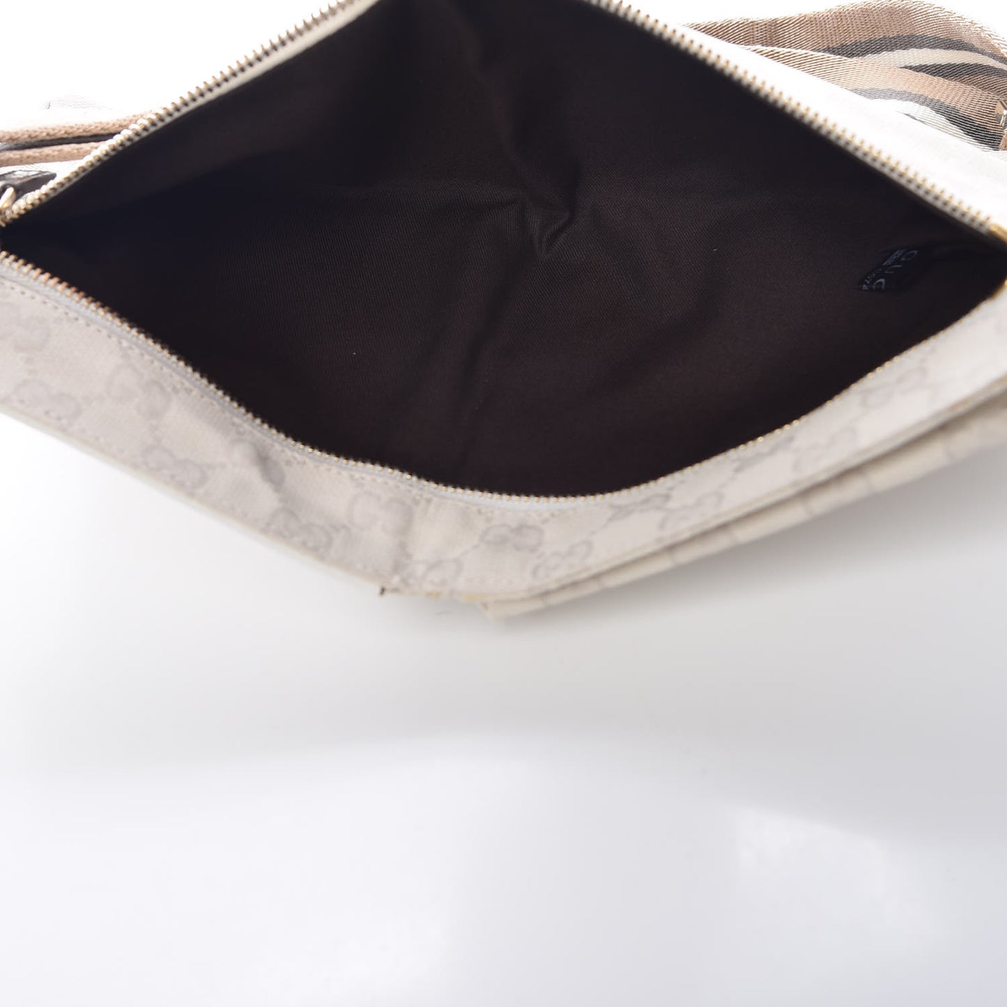 GG Monogram Web Double Pocket Belt Bag White
