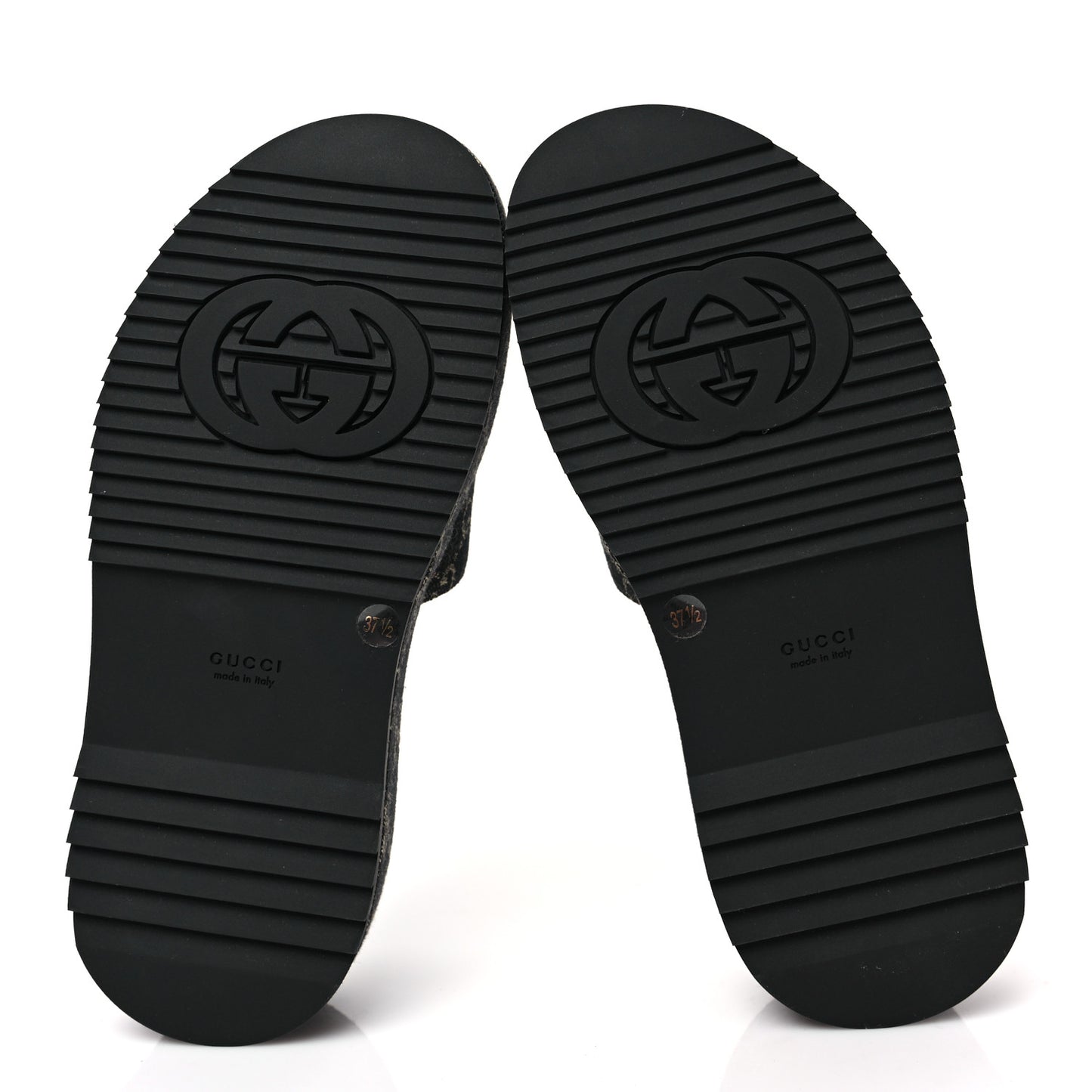 Jacquard Black Denim GG Monogram Angelina Platform 55mm Slide Sandals 37.5 Black Ivory