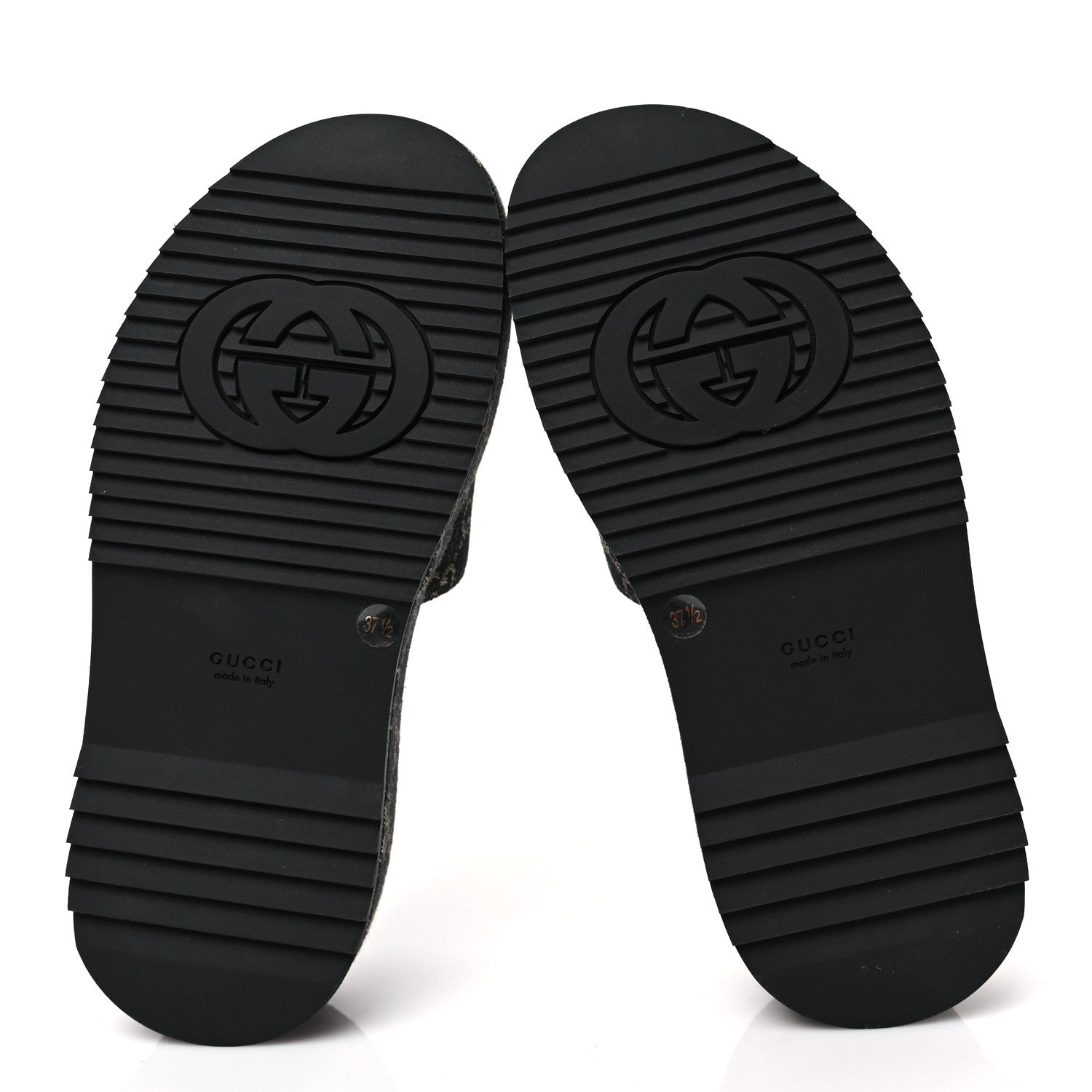 Gucci Jacquard Black Denim GG Monogram Angelina Platform 55mm Slide Sandals 37.5 Black Ivory 5 of 9