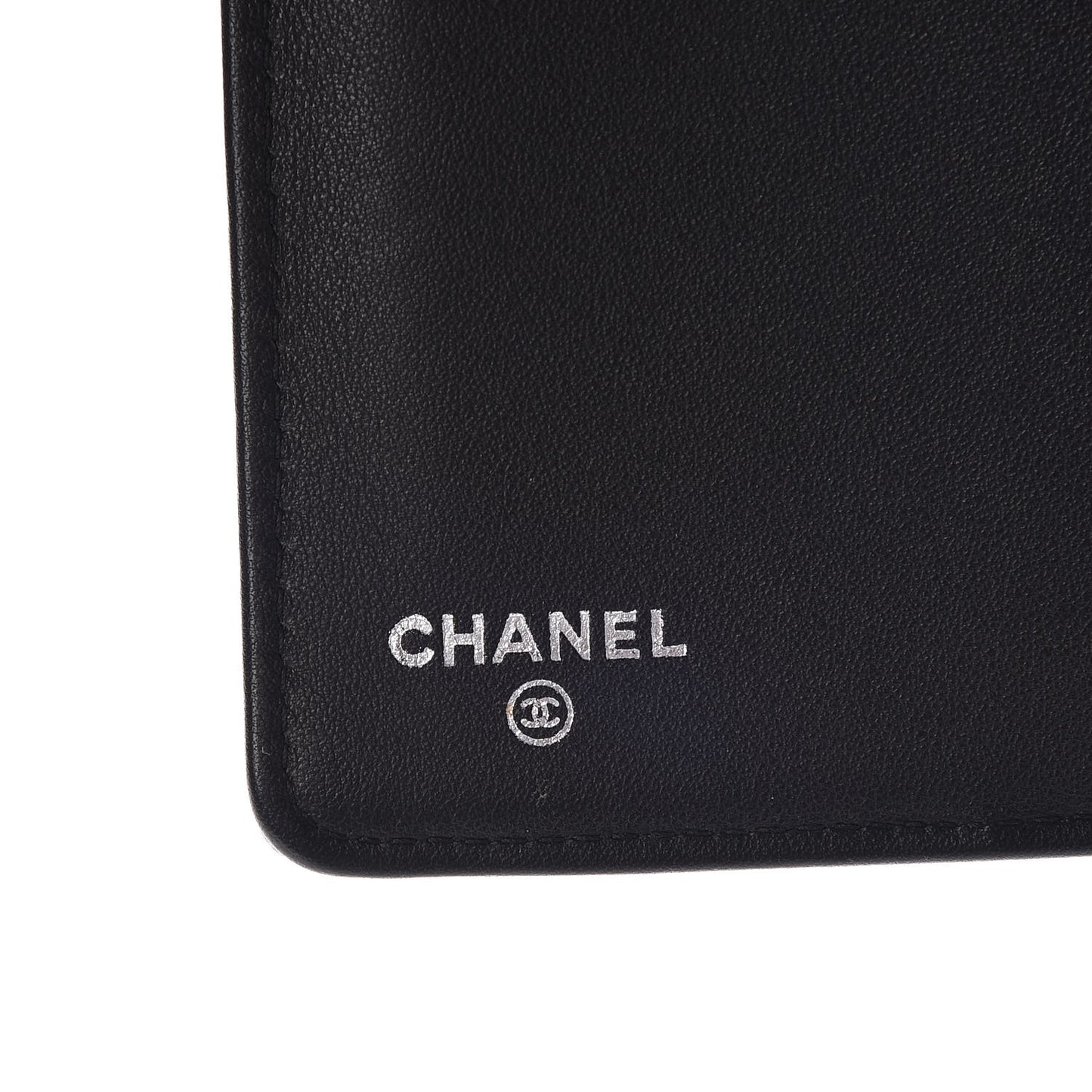 Metallic Goatskin Calfskin Boy Yen Wallet Silver Black
