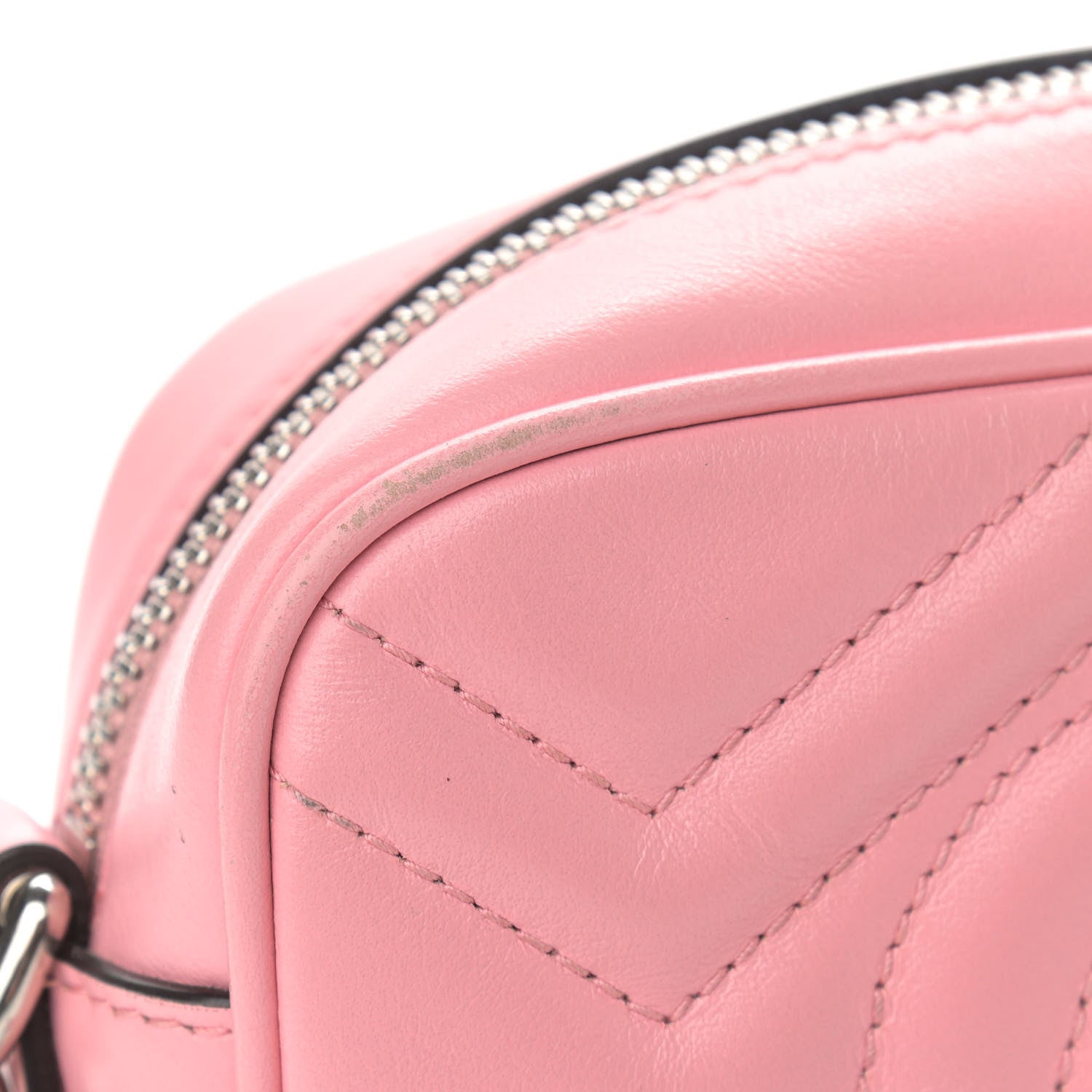 Gucci Calfskin Matelasse Mini GG Marmont Chain Shoulder Bag Wild Rose 14 of 15