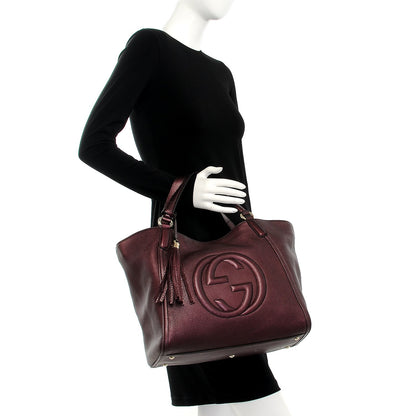 Gucci Metallic Cellarius Calfskin Medium Soho Shoulder Bag Classic Burgundy 2 of 10