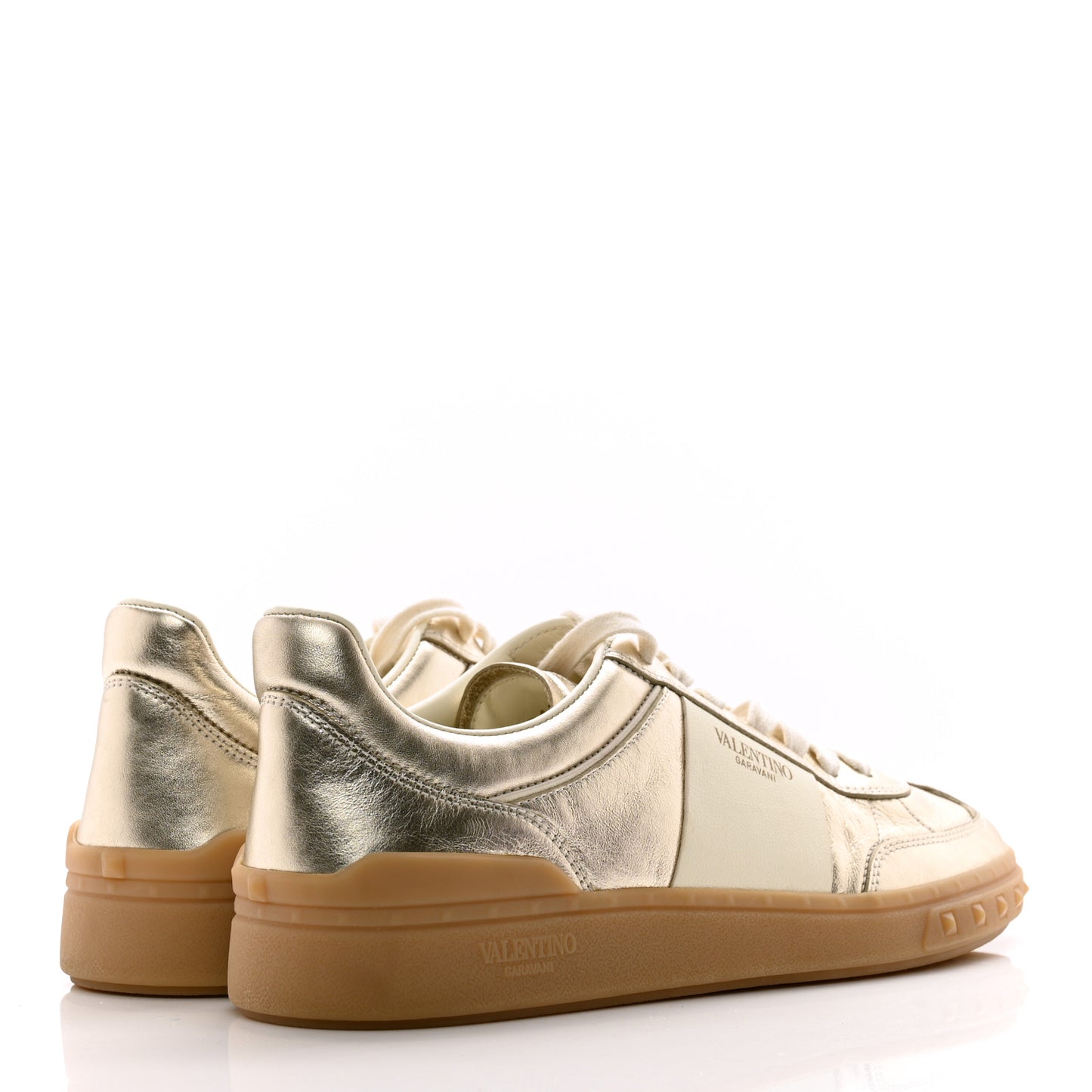 Laminated Calfskin Nappa Upvillage Sneakers 39 Platinum Ivory Amber
