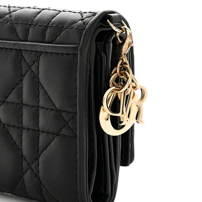 Christian Dior Lambskin Cannage Lady Dior Lotus Wallet Black 9 of 10