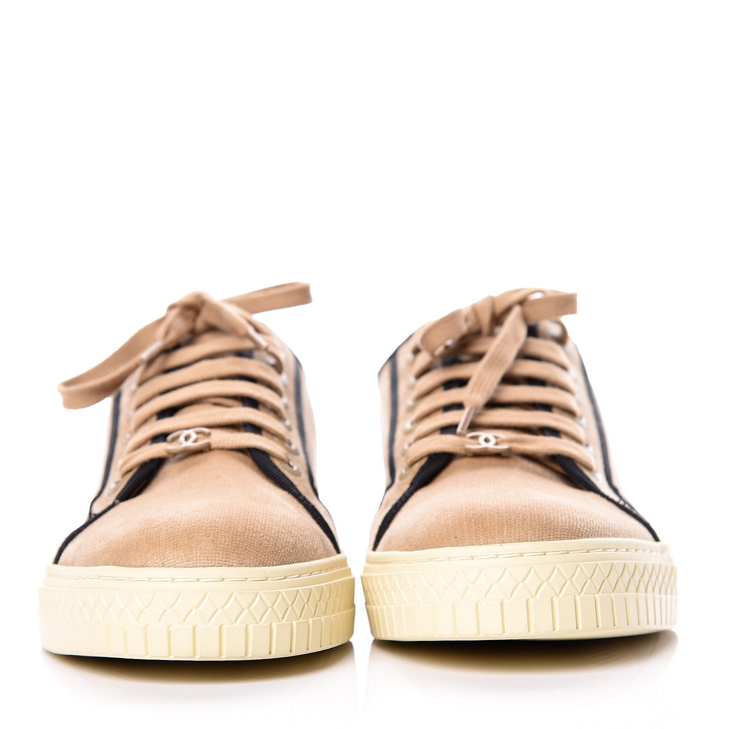 Chanel Crepe Suede Lace Up Espadrilles 38 Beige 2 of 16