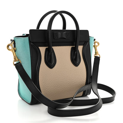 Celine Drummed Calfskin Nano Tri-Color Luggage Antarctic 3 of 9