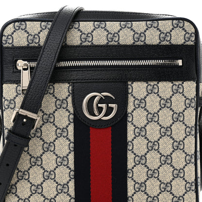 Gucci GG Supreme Monogram Textured Dollar Calfskin Web Small Ophidia Messenger Bag Beige Blue 8 of 10