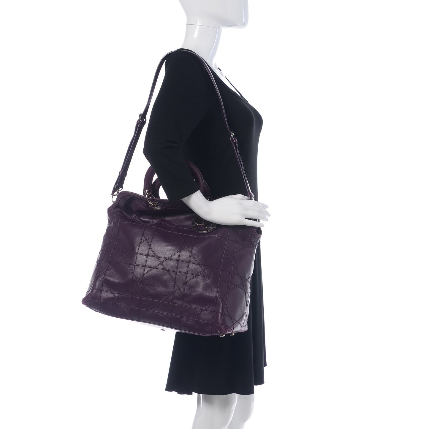 Lambskin Cannage Large Granville Tote Purple