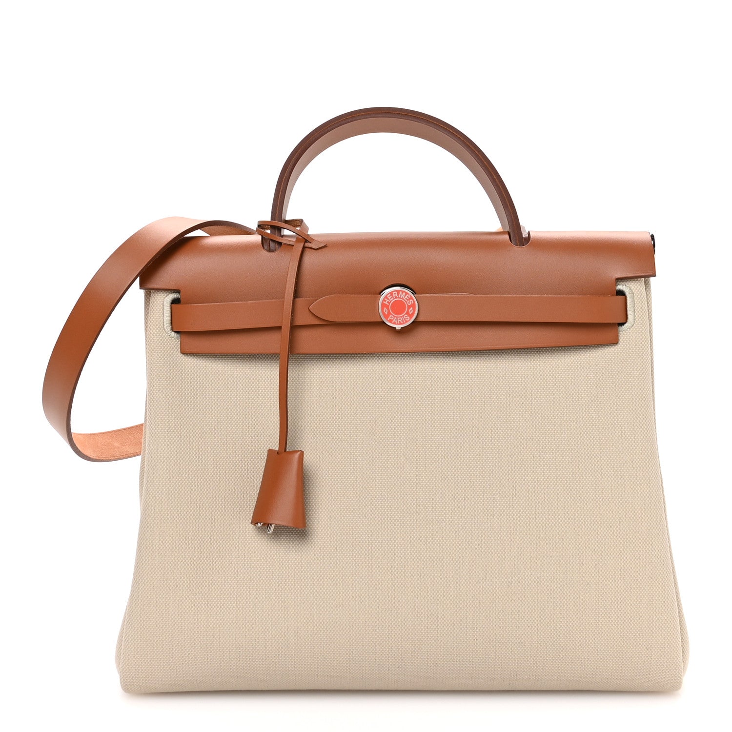 Hermes Toile Militaire Vache Hunter Laque Herbag Zip Retourne 31 PM Beton Fauve 1 of 12