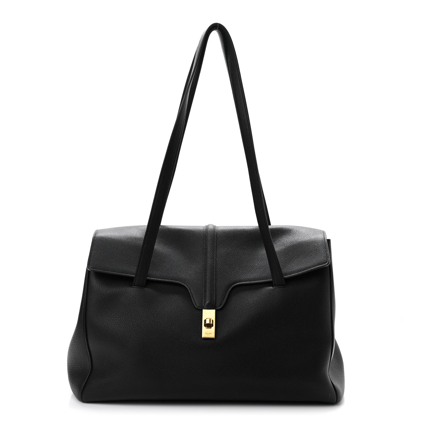 Celine Grained Calfskin Large Soft 16 Bag Black 1 of 9