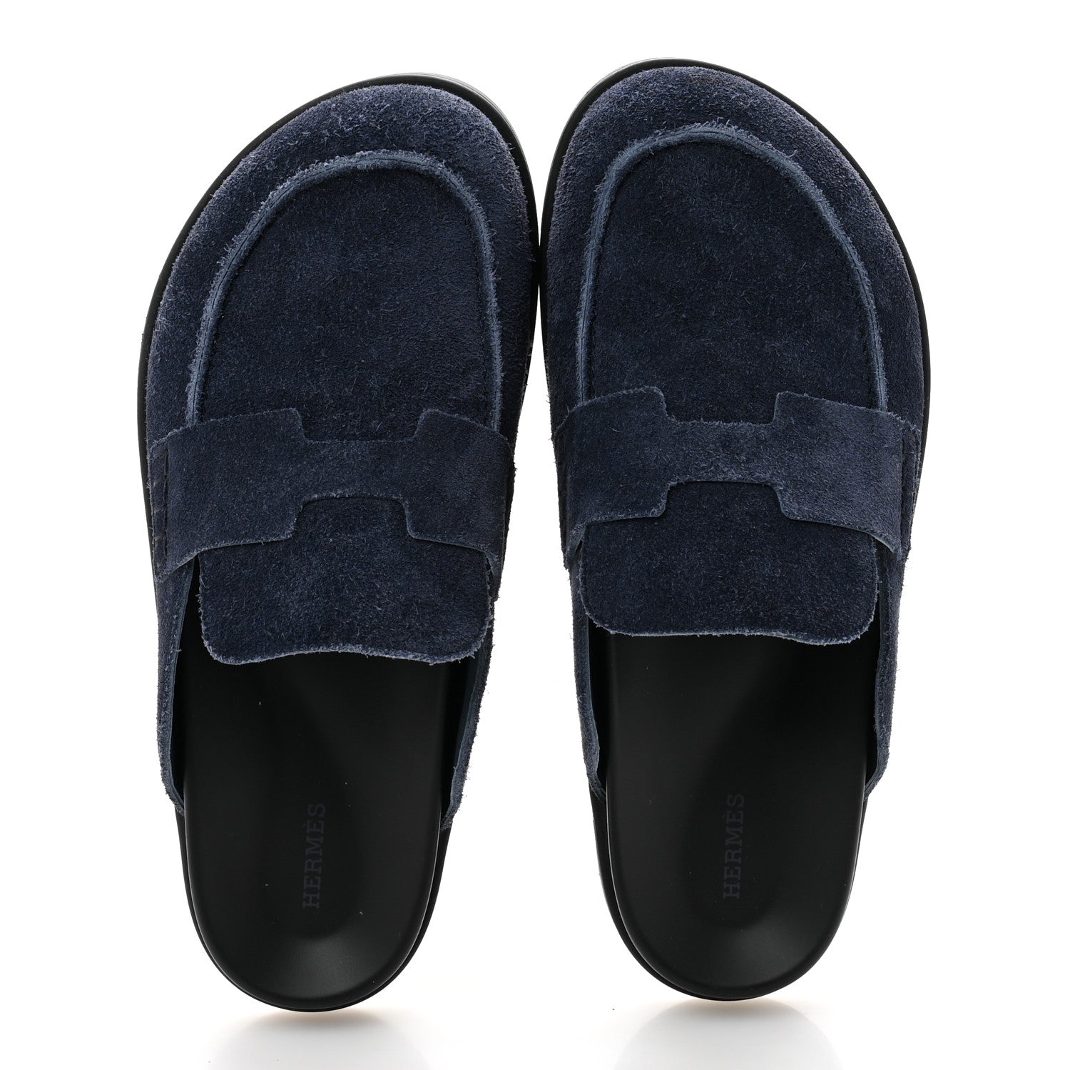 Hermes Suede Calfskin Mens Go Mules 43 Bleu Celeste 2 of 10