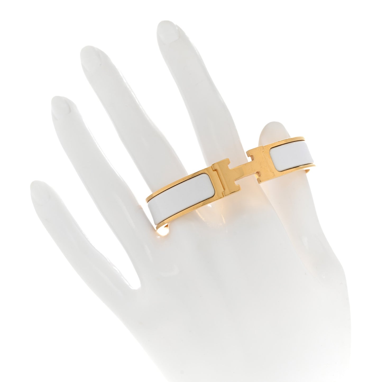 Enamel Narrow Clic Clac H Bracelet PM White