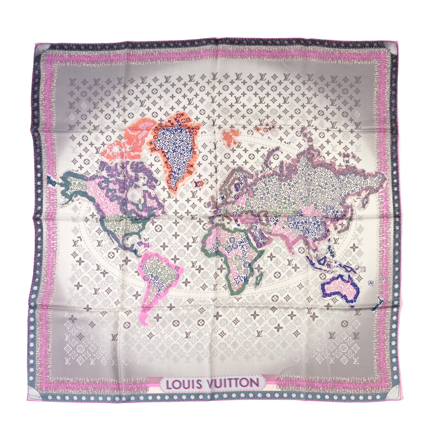 Silk Monogram Map Square Scarf