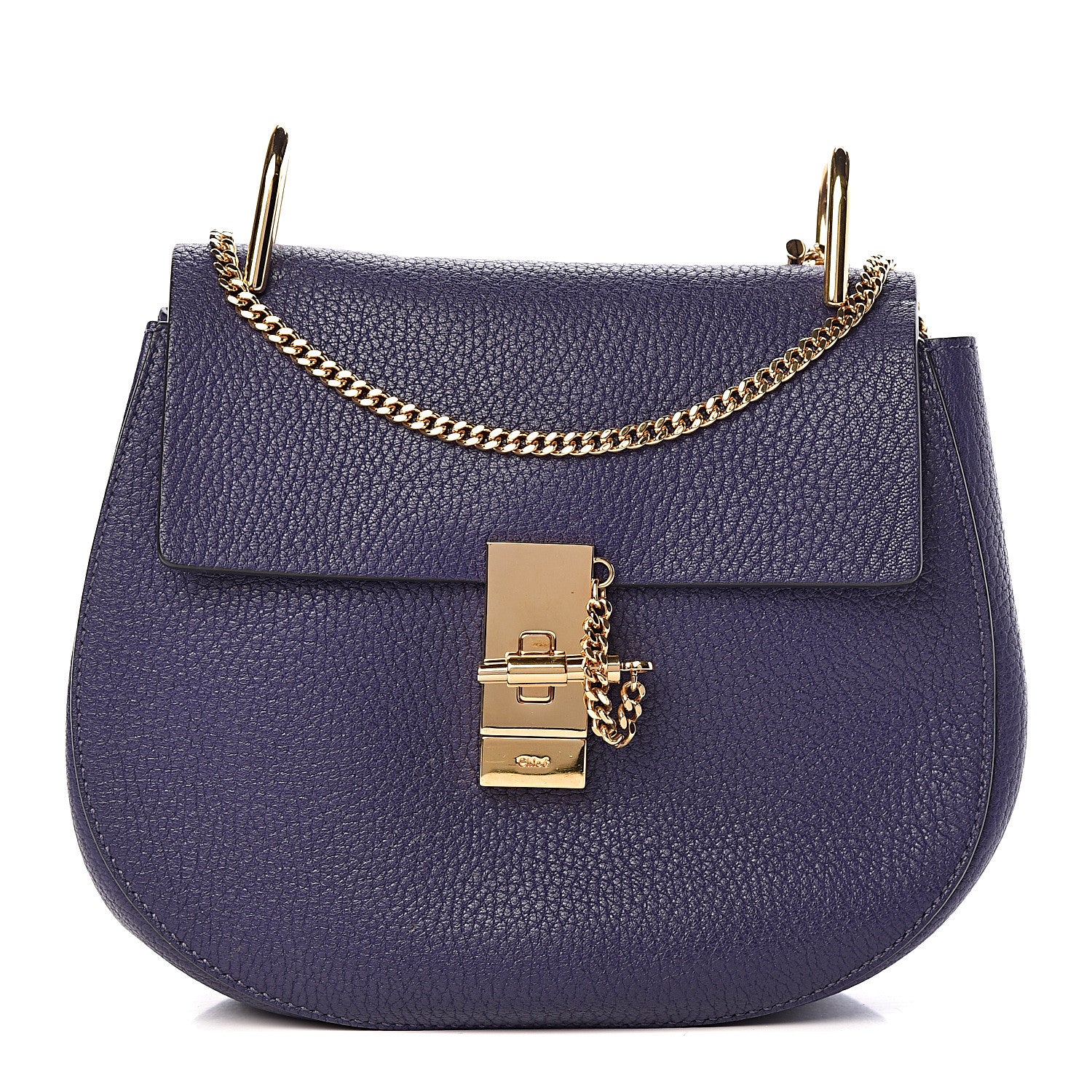 Chloe Grained Lambskin Mini Drew Shoulder Bag Royal Navy 1 of 11