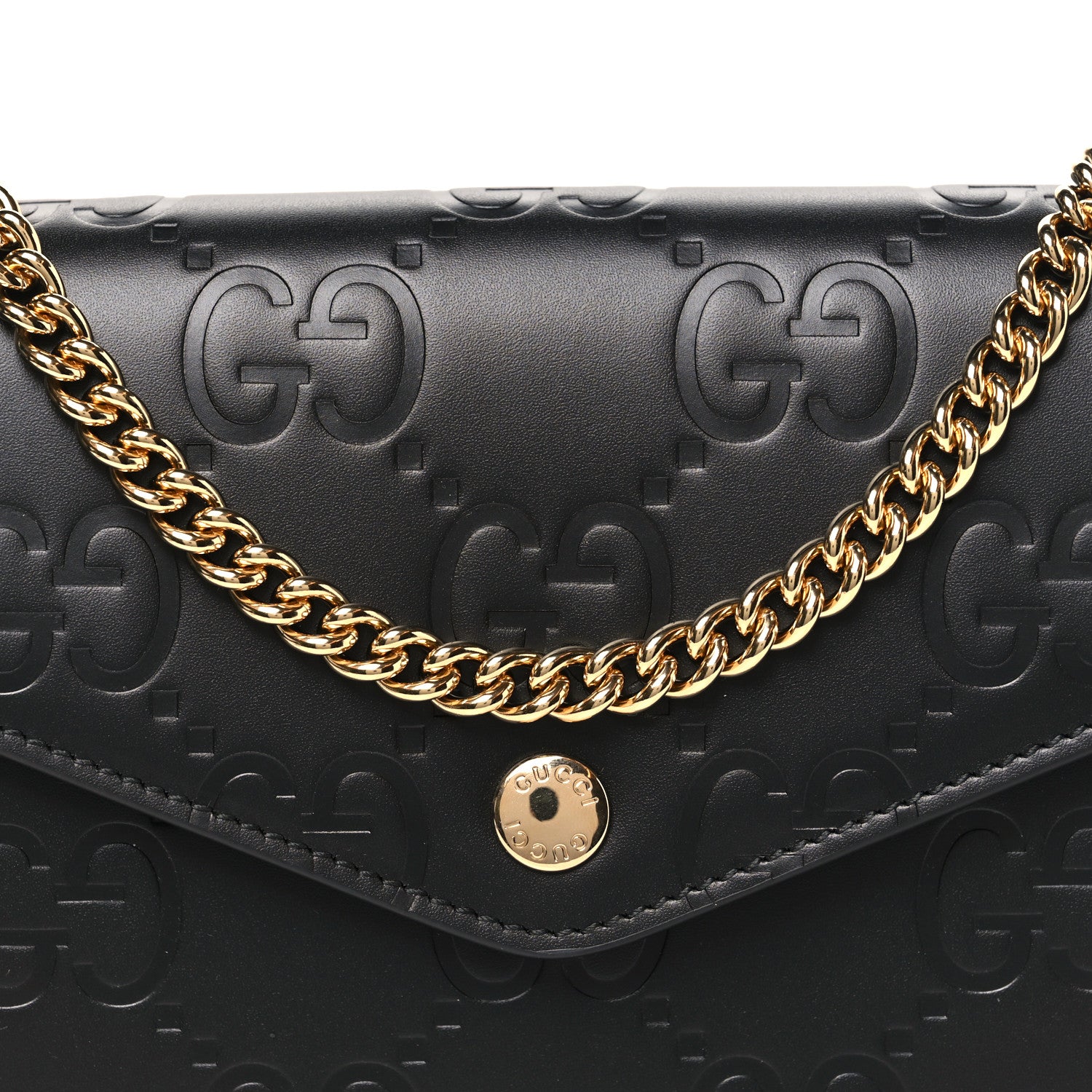 Gucci Calfskin GG Debossed Chain Wallet Black 8 of 11