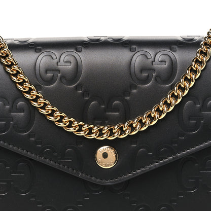 Gucci Calfskin GG Debossed Chain Wallet Black 8 of 11