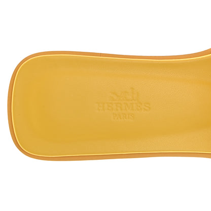 Hermes Calfskin Oran Sandals 37 Jaune Citron 8 of 9
