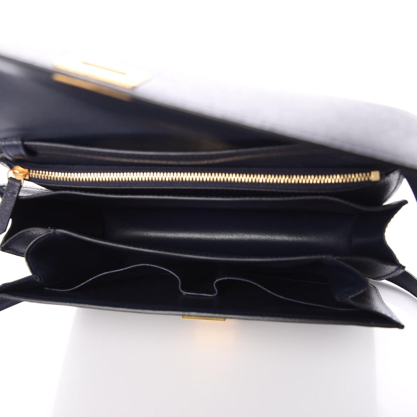 Liege Calfskin Medium Classic Box Flap Bag Dark Blue