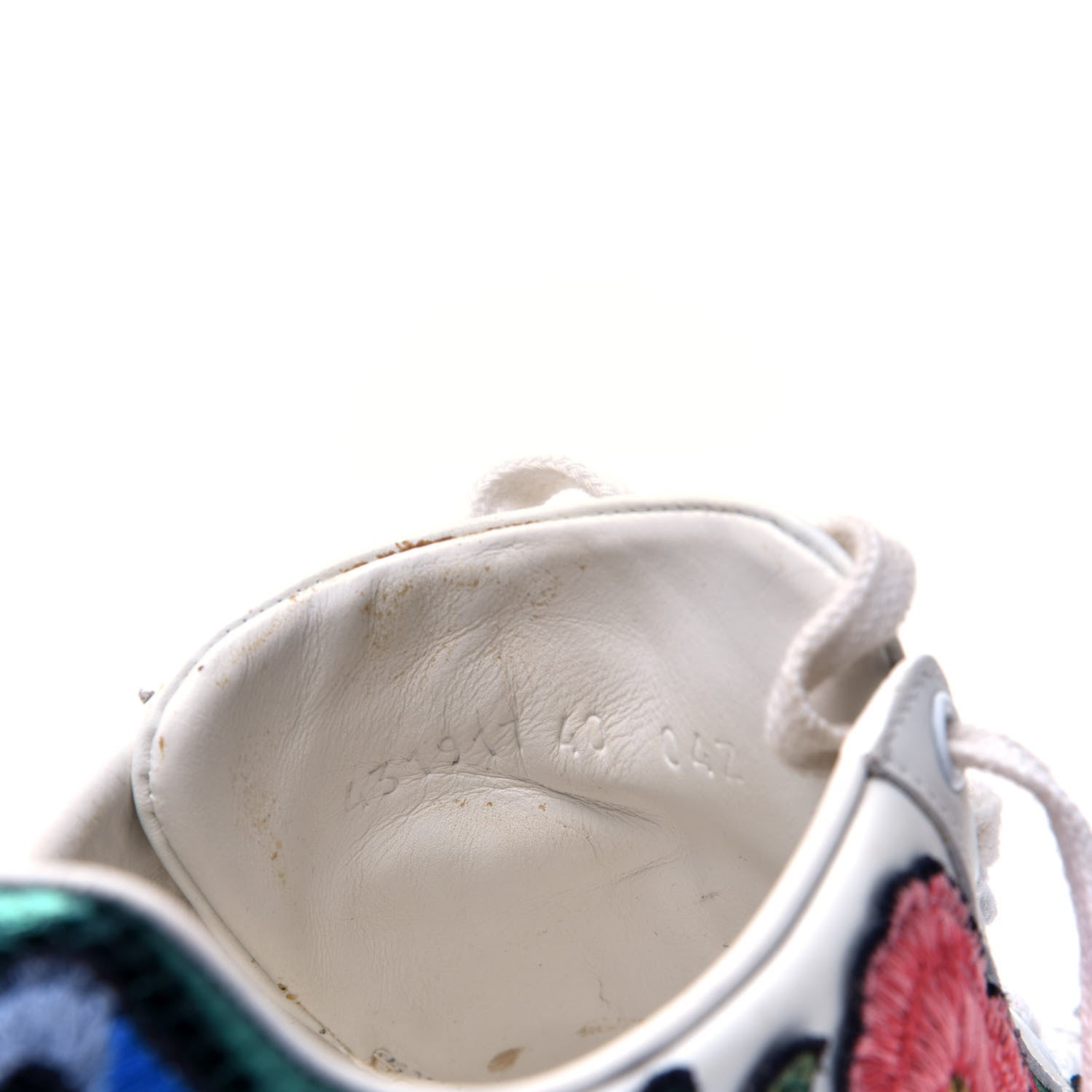 Gucci Metallic Calfskin Floral Embroidered Ace Sneakers 40 White 11 of 11