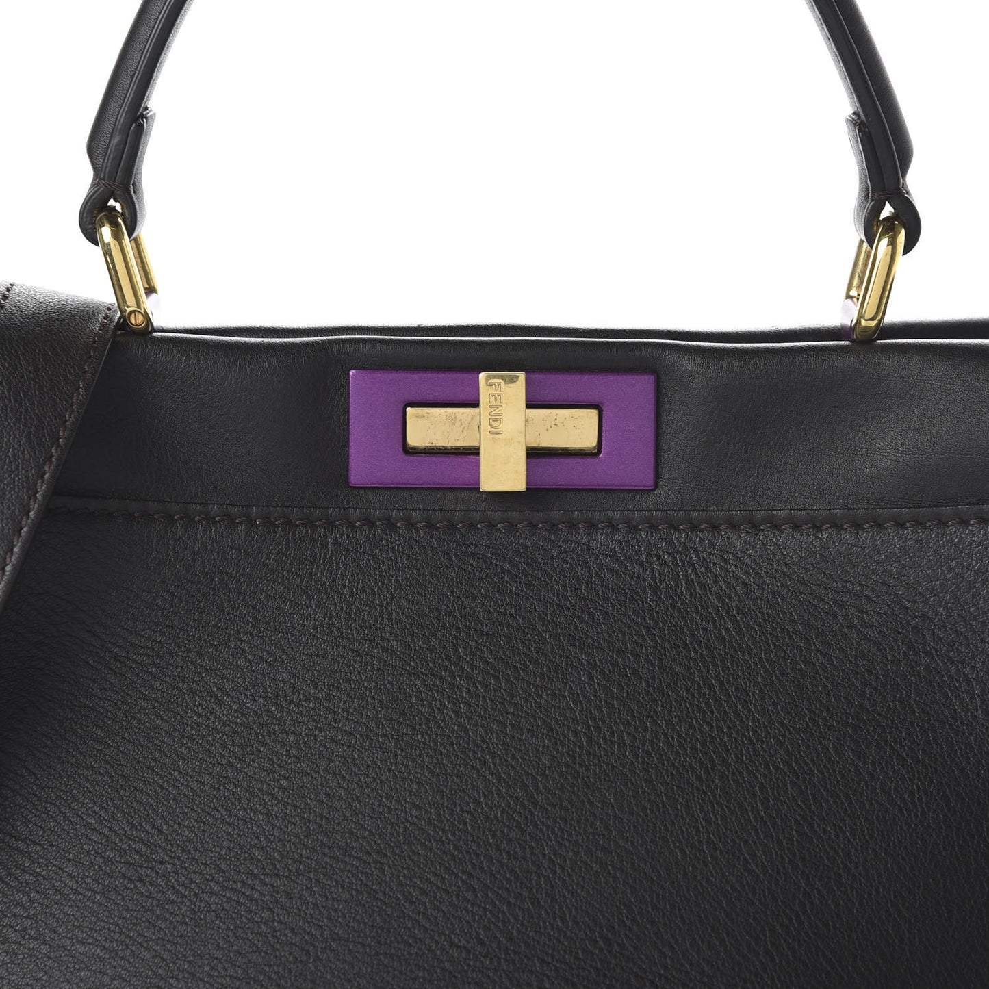 ENDI Vitello Seta Shiny Nappa Medium Peekaboo Iconic Satchel Dark Brown Purple