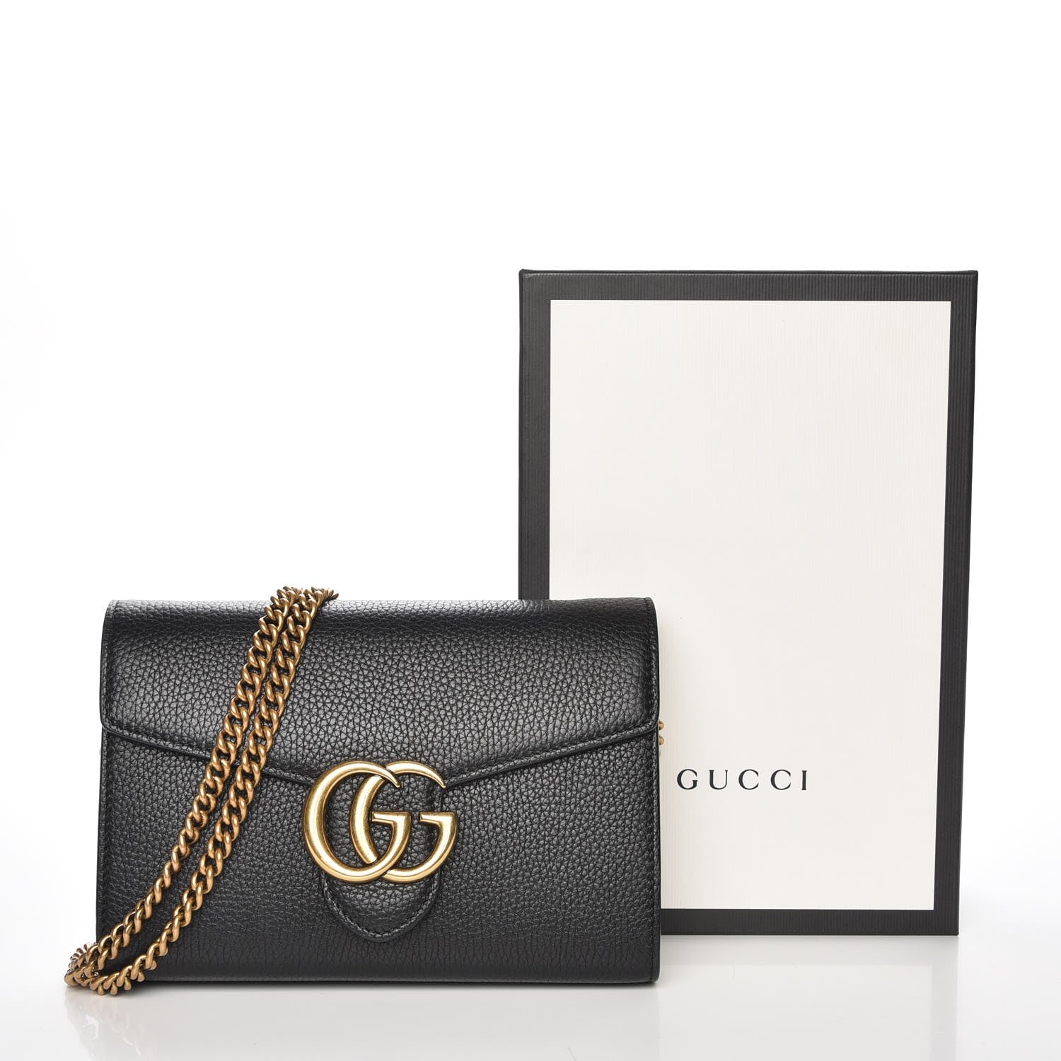 Gucci Calfskin GG Marmont Chain Wallet Black 8 of 8