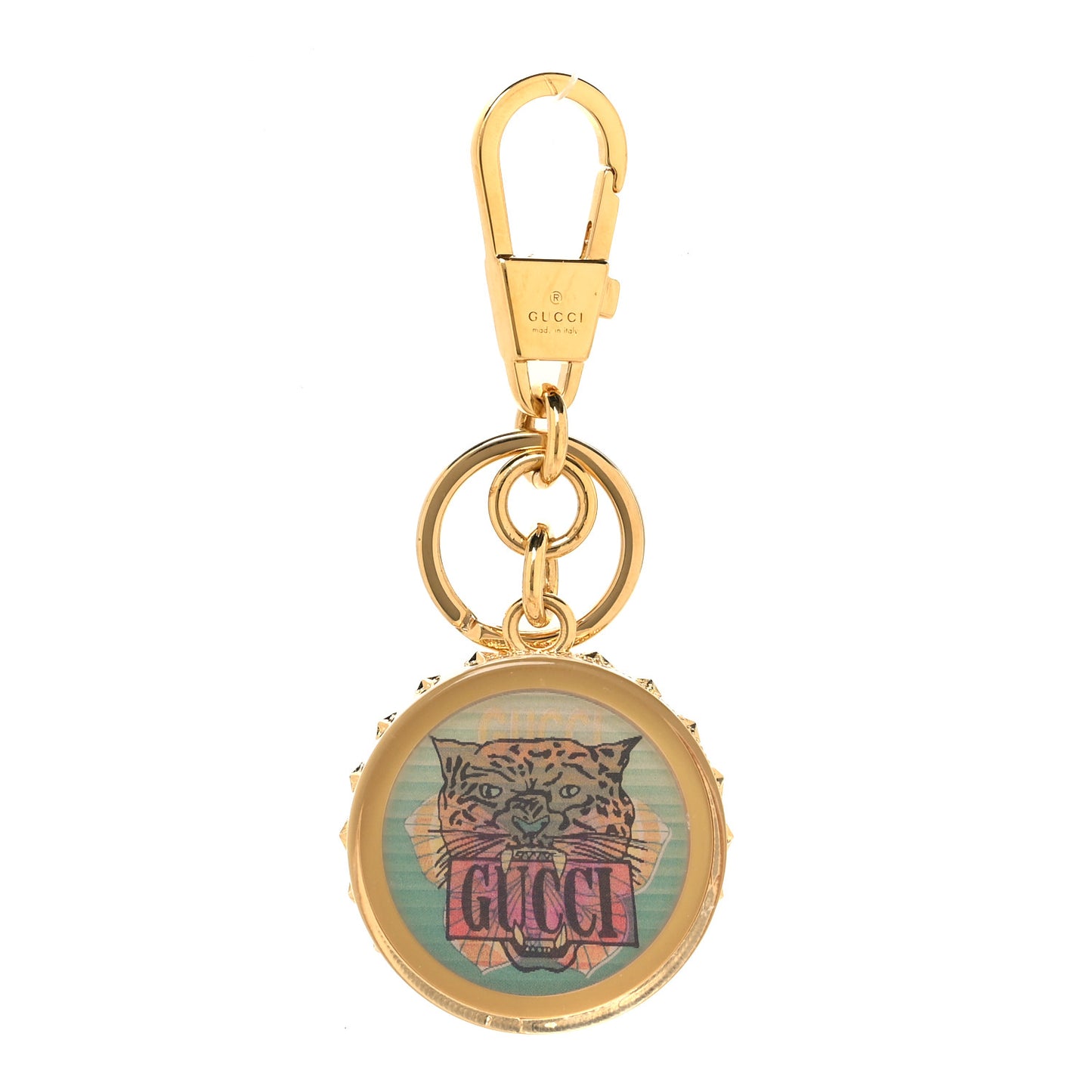Plexiglass Tiger Butterfly Key Chain Gold Multicolor