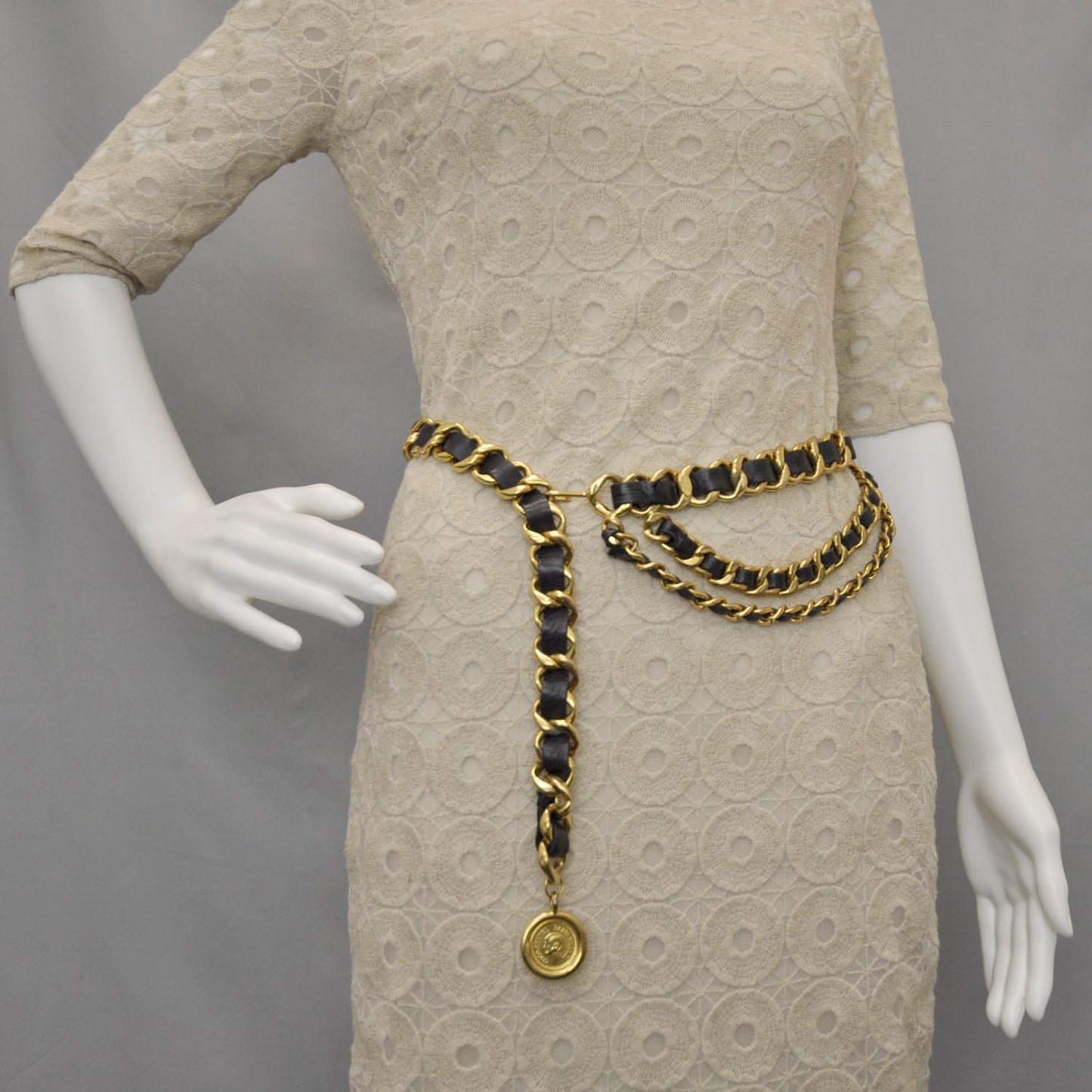 Leather Chain CC Coin Belt Gold