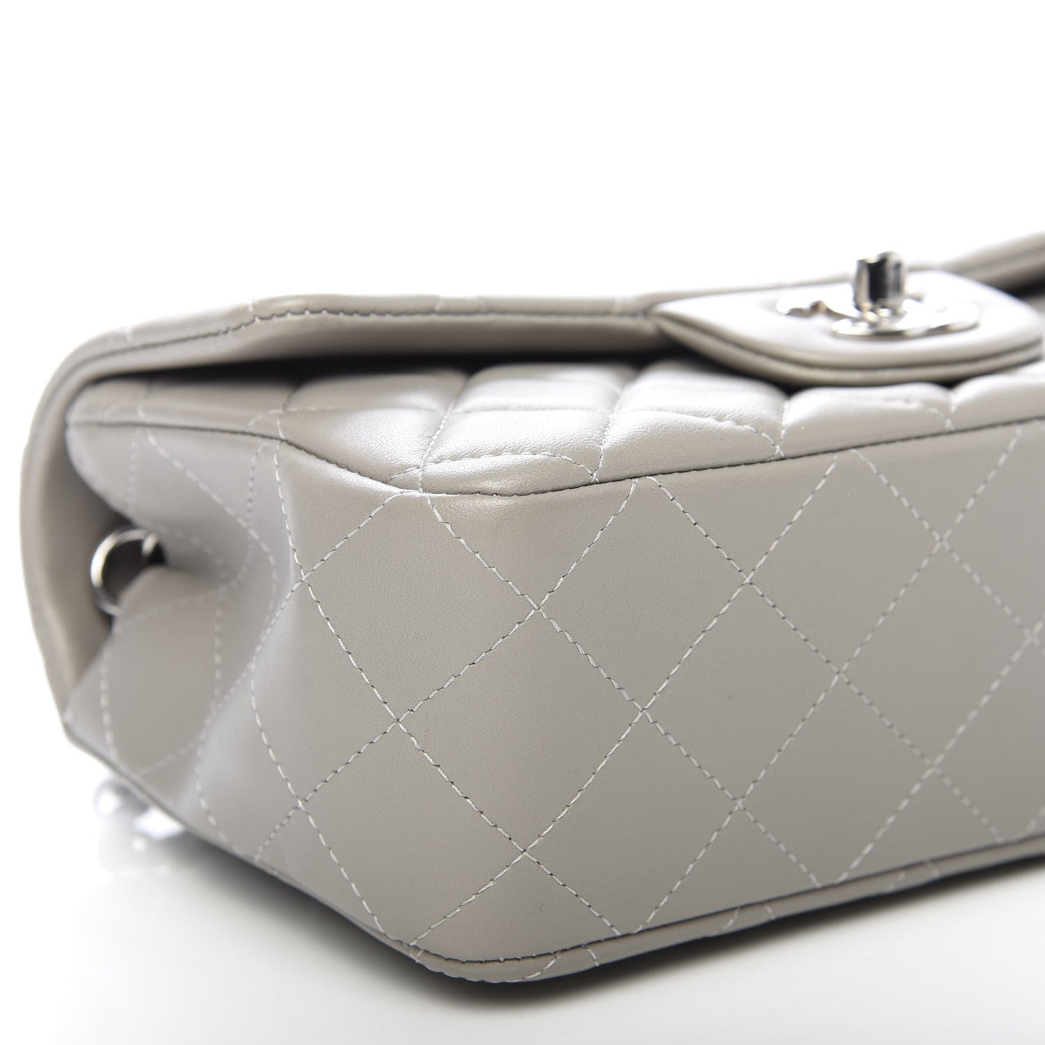 Chanel Lambskin Quilted Mini Rectangular Flap Grey 5 of 9