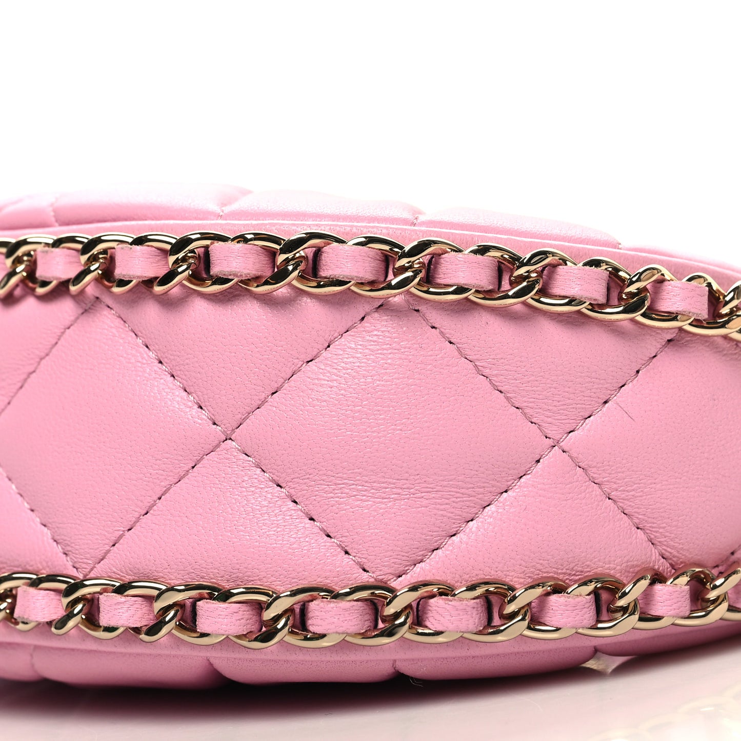 Lambskin Quilted Mini Chain Around Hobo Pink