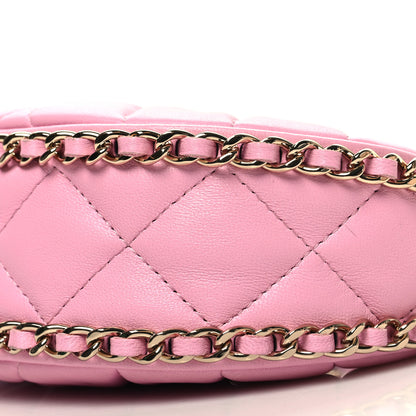 Chanel Lambskin Quilted Mini Chain Around Hobo Pink 10 of 10