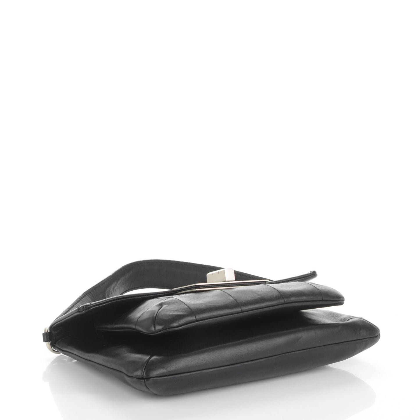 Calfskin Square Stitched Mademoiselle Shoulder Bag Black